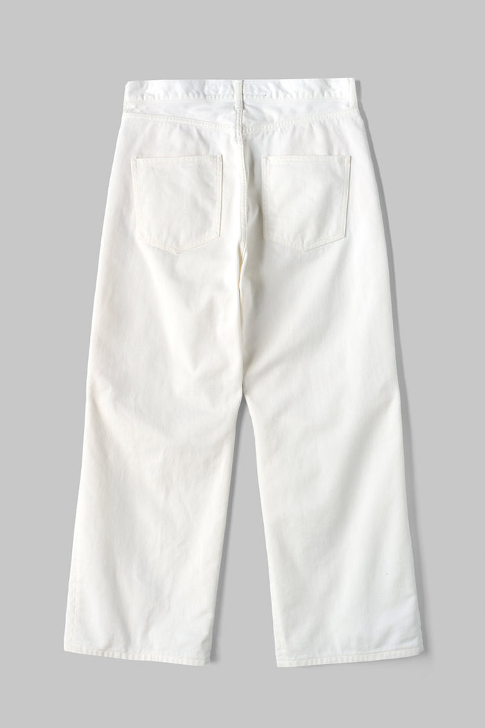 Knee Pleated Baggy Pants - Faded WHT