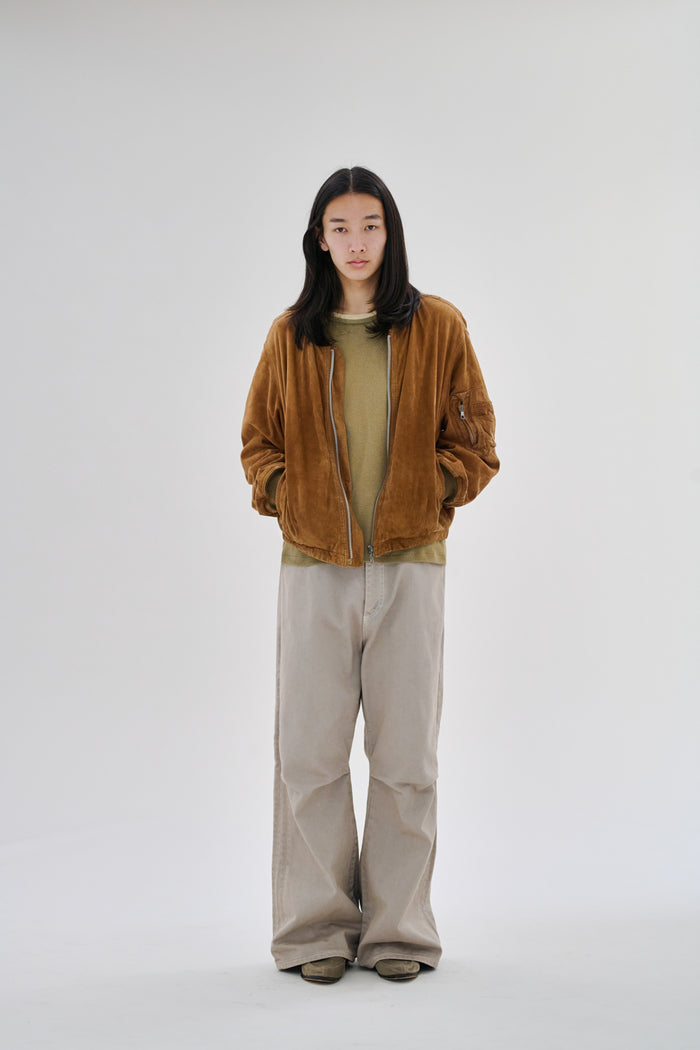 Knee Pleated Baggy Pants - Over-dyed Gray