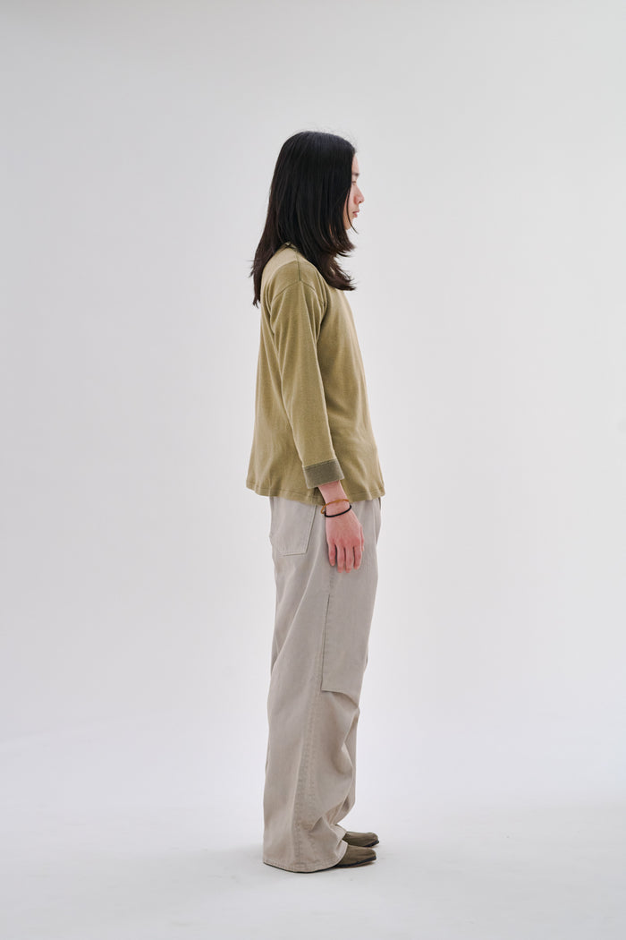 Knee Pleated Baggy Pants - Over-dyed Gray
