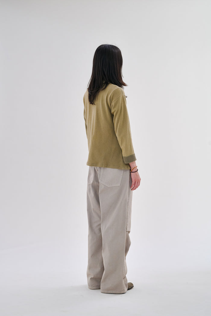 Knee Pleated Baggy Pants - Over-dyed Gray