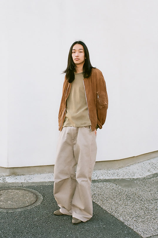 Knee Pleated Baggy Pants - Over-dyed Gray