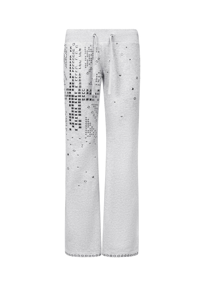 KNIGHT STUDDED FITTED PANTS GREY MARL