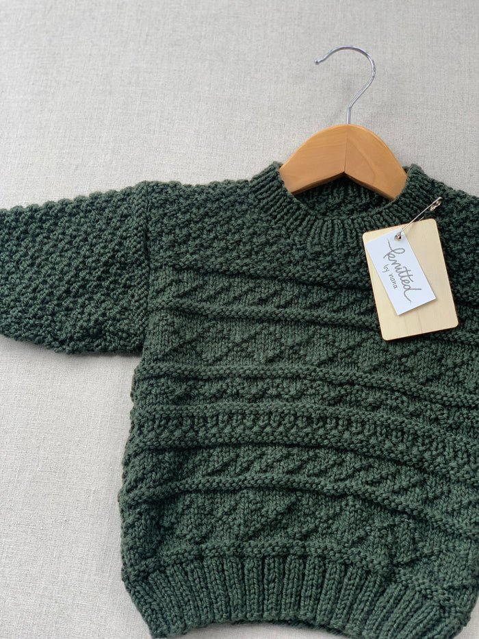 Knitted by Nana Basil Jumper- Deep Olive