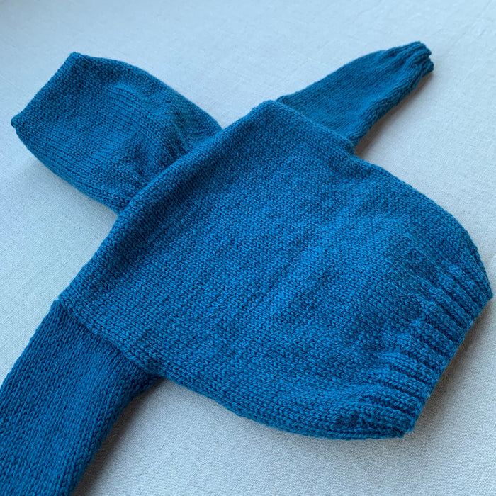 Knitted by Nana Cardigan With Hood - Coastal Blue