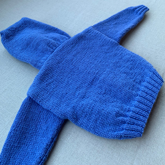 Knitted by Nana Cardigan With Hood - Cool Iris