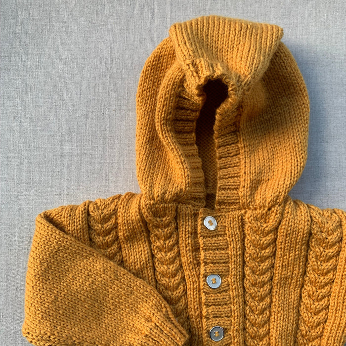 Knitted by Nana Cardigan With Hood - Curry