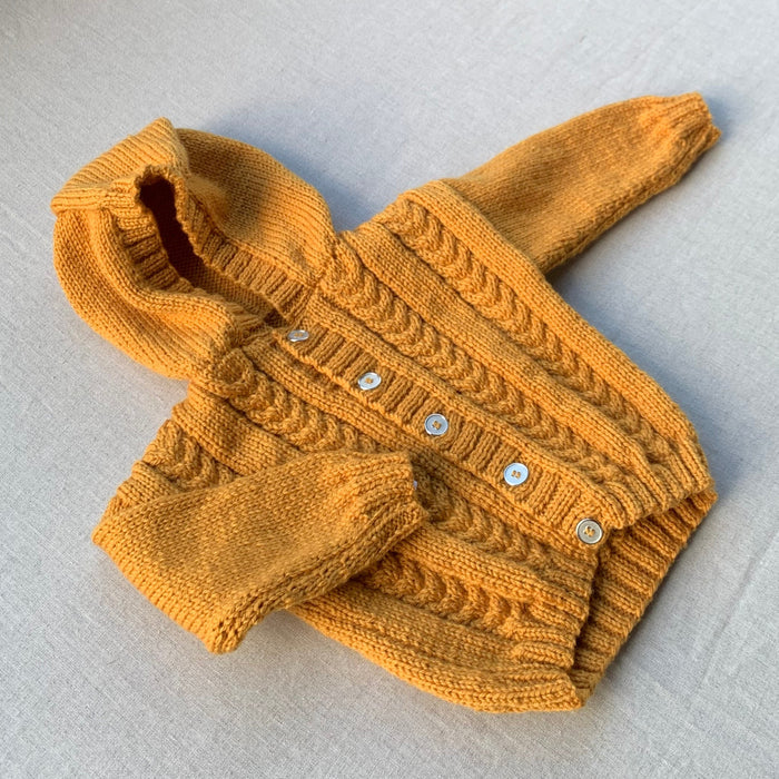 Knitted by Nana Cardigan With Hood - Curry