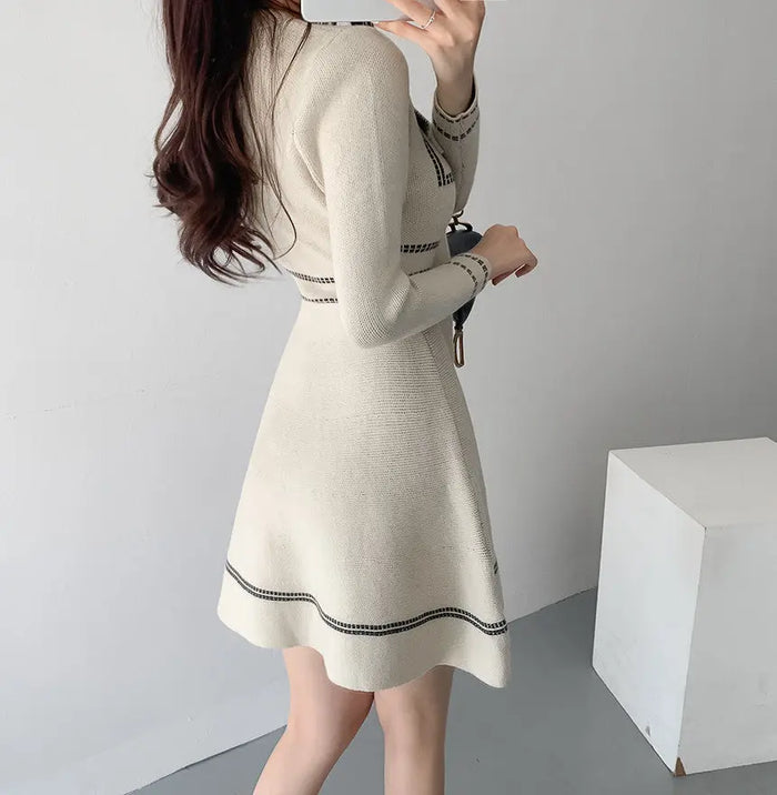 Knitted Lace up Bow Dress fashionnsio