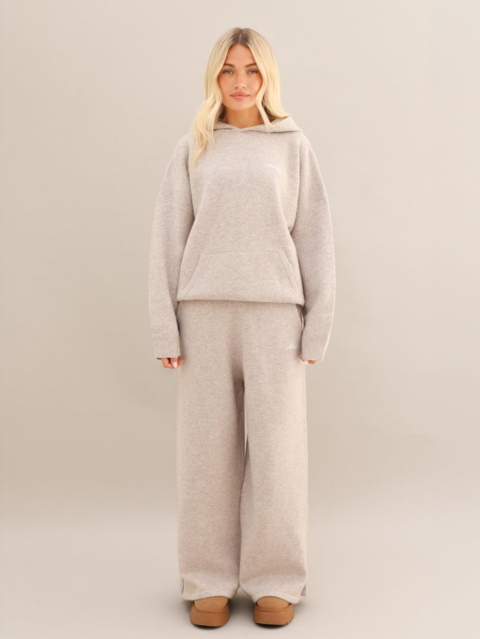 Knitted Wide Leg Sweatpants - Toasted Taupe