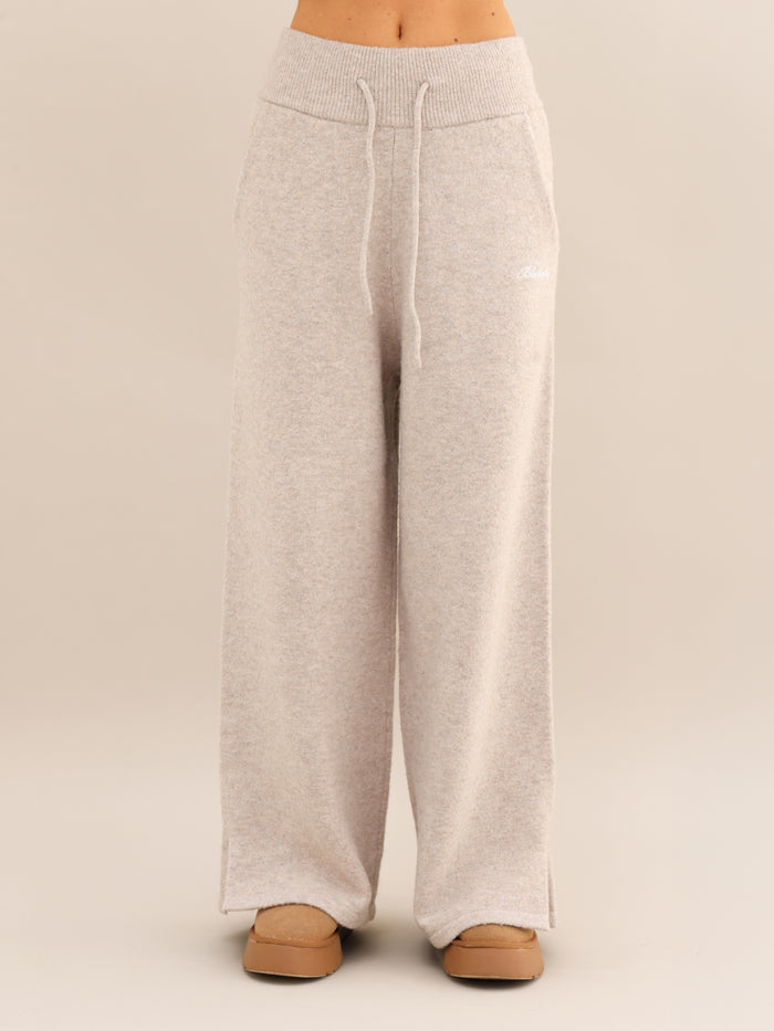 Knitted Wide Leg Sweatpants - Toasted Taupe
