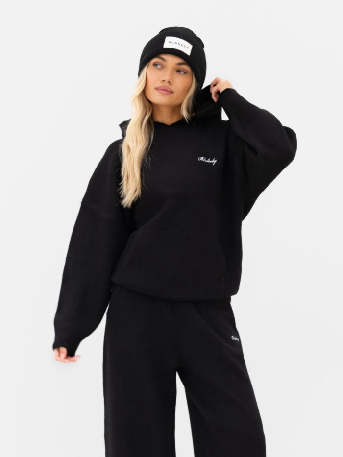 Label Knitted Beanie - Black