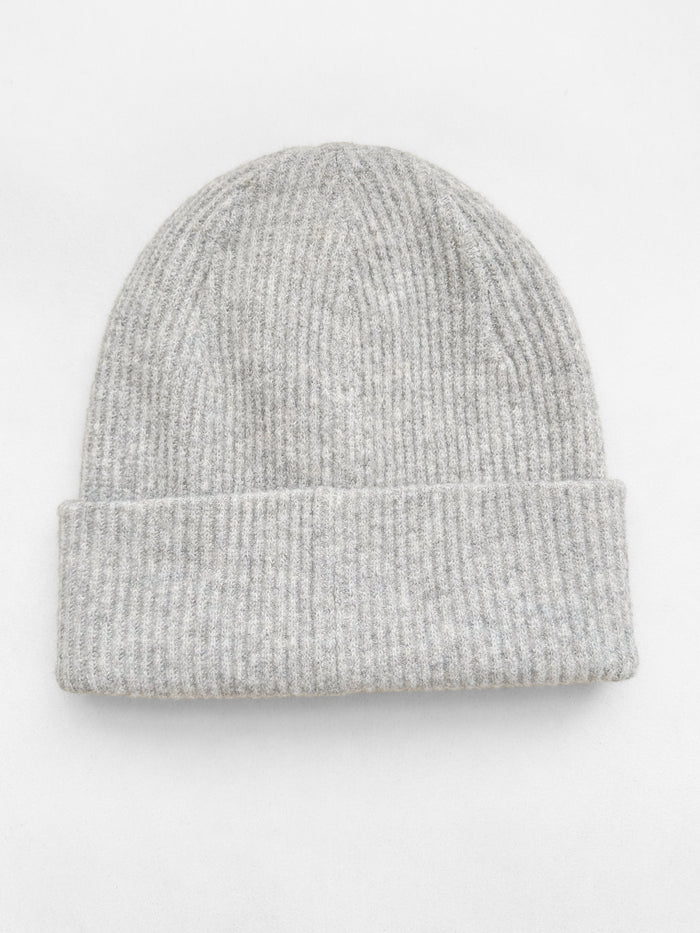 Label Knitted Beanie - Marl Grey