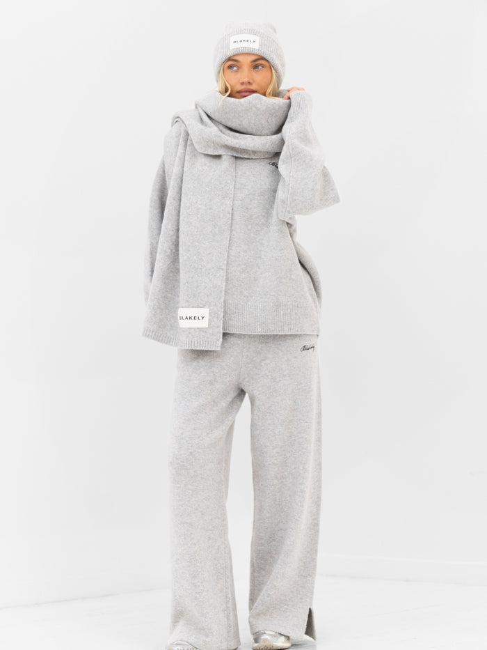Label Knitted Beanie - Marl Grey