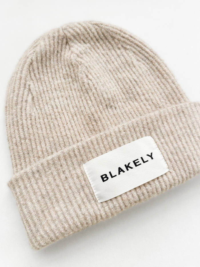 Label Knitted Beanie - Toasted Taupe