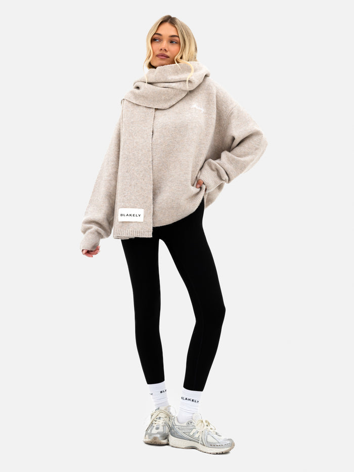 Label Knitted Scarf - Toasted Taupe