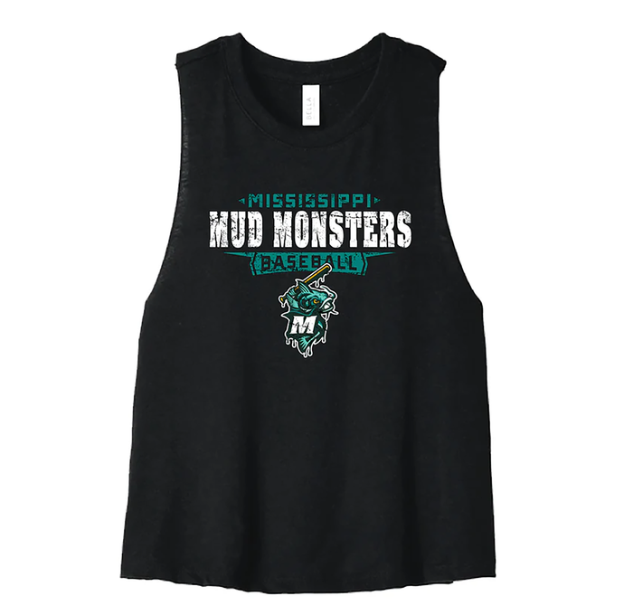 Ladies Crop Racerback Tank Top- Black