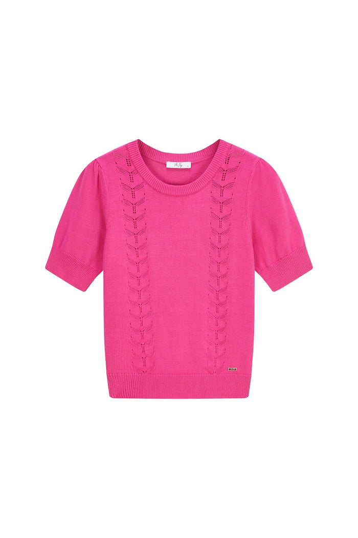 Lara-L-11-C Knitted Top Fuchsia