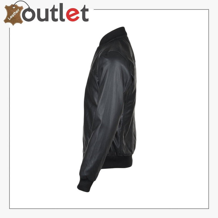 Leather Bomber Jacket Black