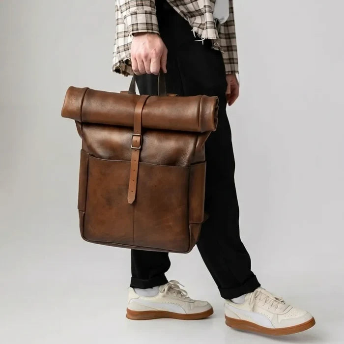 Leather Rolltop Backpack