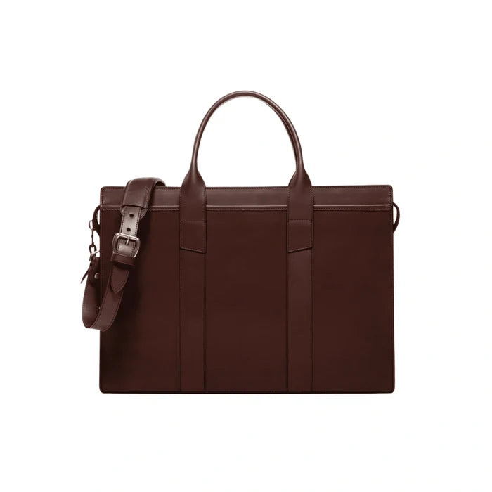 Leather Zip-Top Briefcase For Men