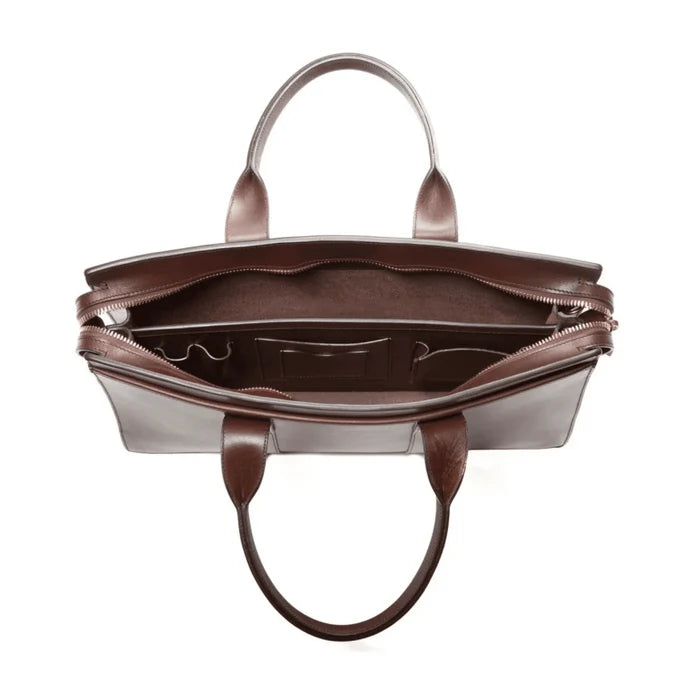 Leather Zip-Top Briefcase For Men
