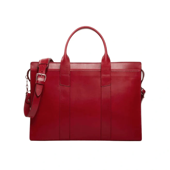 Leather Zip-Top Briefcase For Men