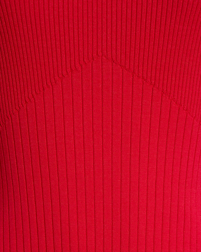 Lennox Mockneck Ribbed Knit Dress in Red