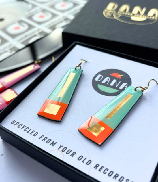 Lexi Earrings Deep Orange, Mint Green and Lush Gold