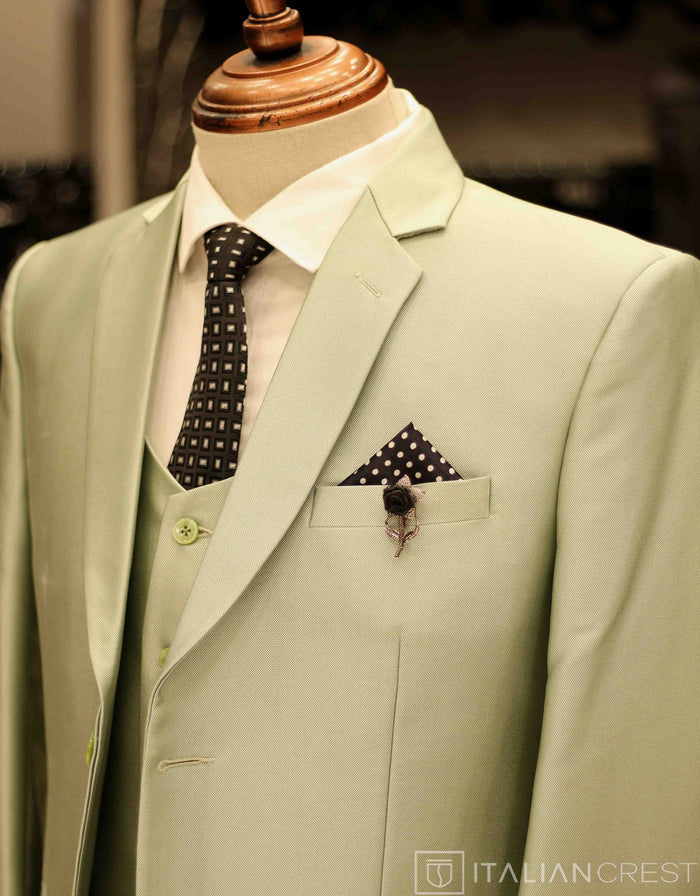 Light Green 3-Piece Notch Lapel Suit