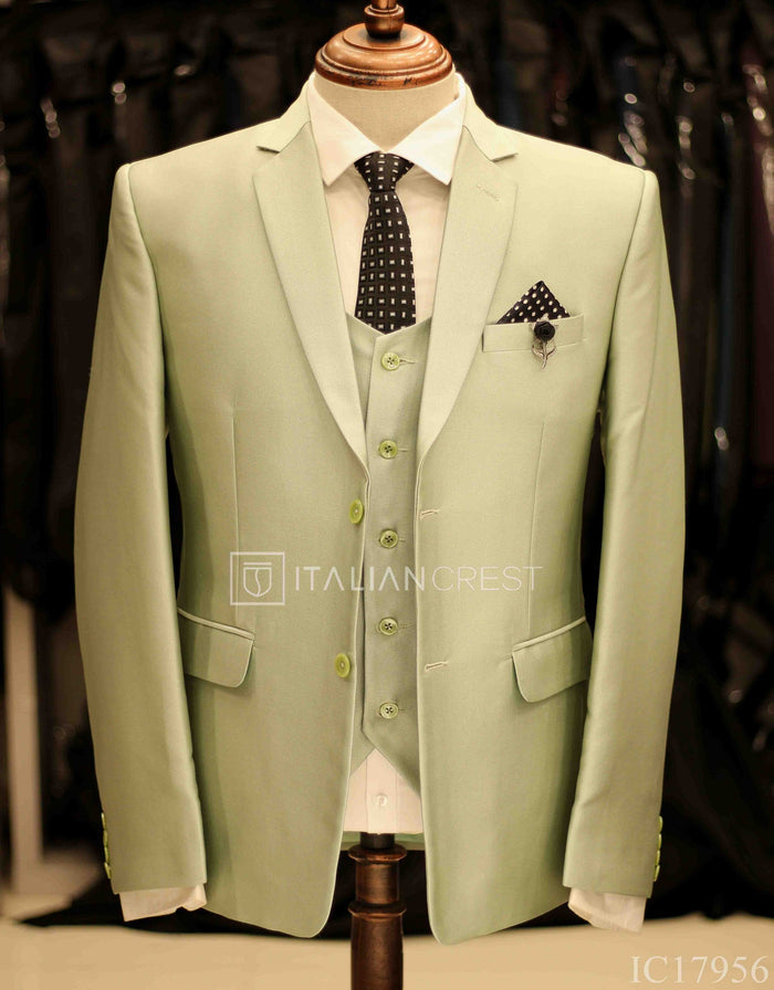 Light Green 3-Piece Notch Lapel Suit