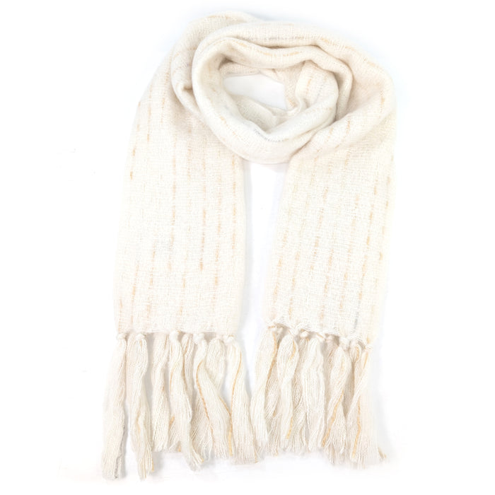 Lipah - Ribbons Knitted Scarf (40x180cm) - Cream