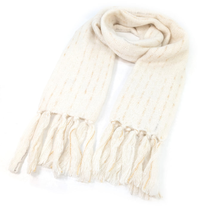 Lipah - Ribbons Knitted Scarf (40x180cm) - Cream
