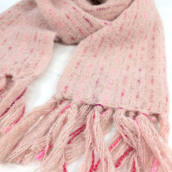 Lipah - Ribbons Knitted Scarf (40x180cm) - Pink