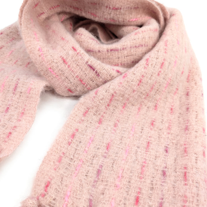 Lipah - Ribbons Knitted Scarf (40x180cm) - Pink