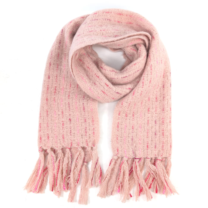 Lipah - Ribbons Knitted Scarf (40x180cm) - Pink
