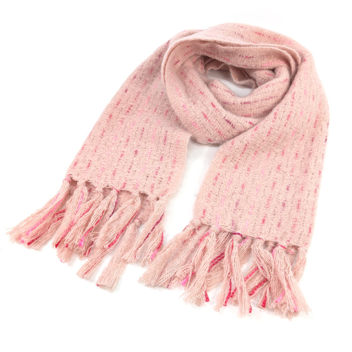 Lipah - Ribbons Knitted Scarf (40x180cm) - Pink