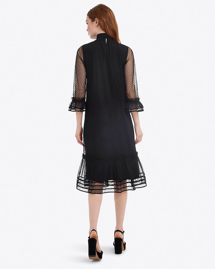 Long Sleeve Shift Dress in Tulle