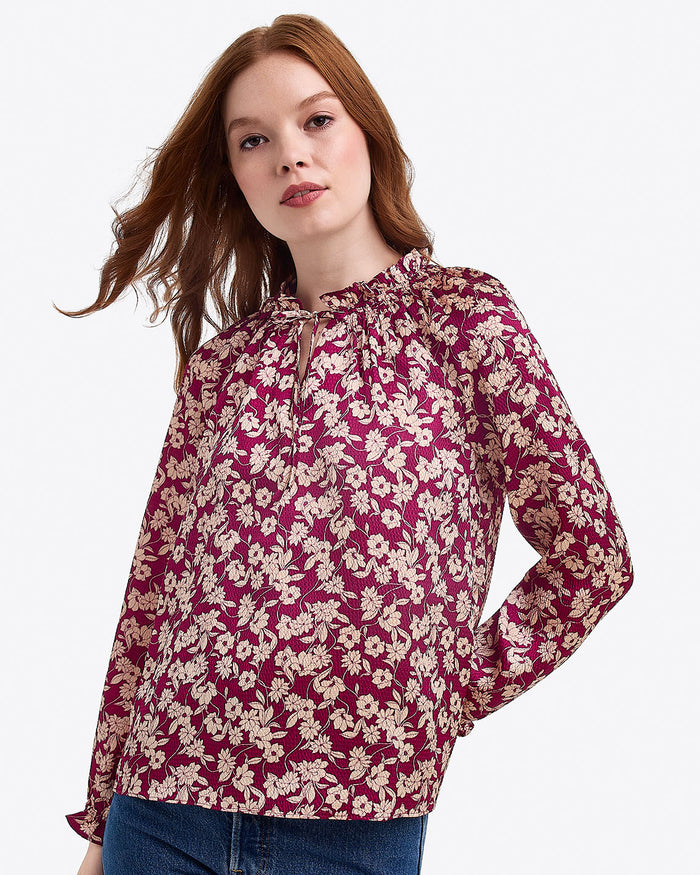Long Sleeve Top in Hammered Satin