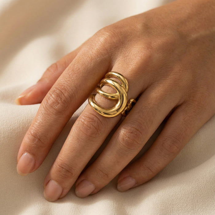Loopy Wrap Ring - Gold (Hypoallergenic and Waterproof)