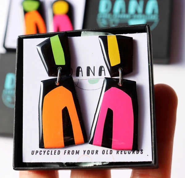 Lou in Black and Neon Colours Earrings