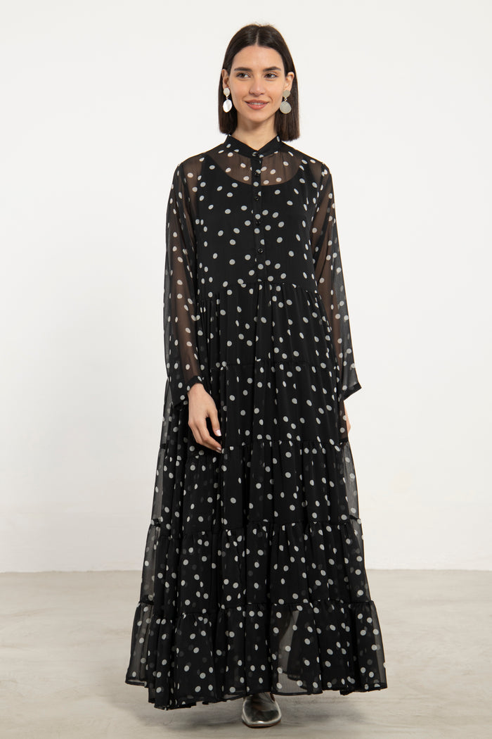 Louna Silk Chiffon Polka Dot Dress