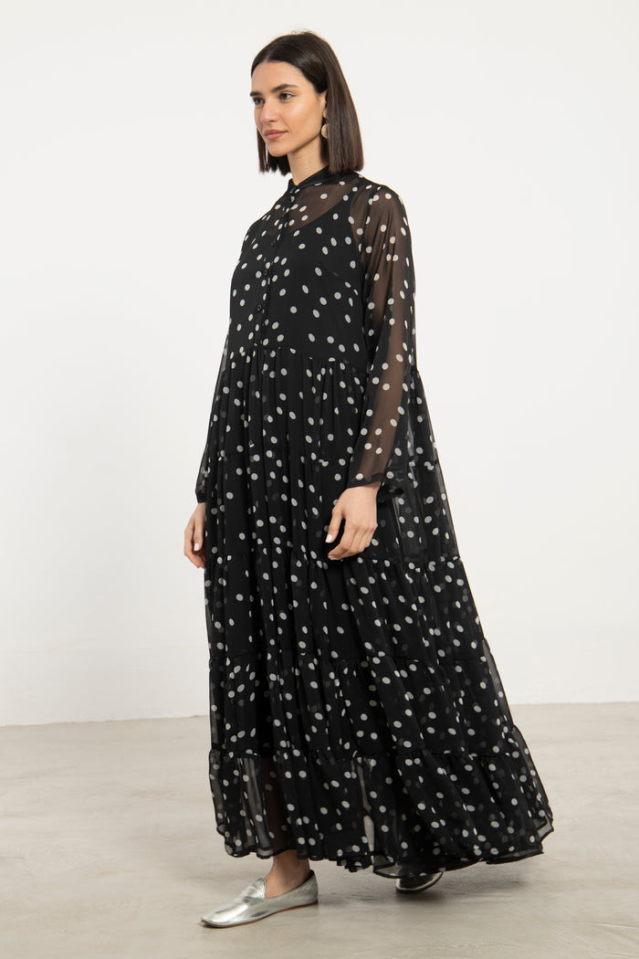 Louna Silk Chiffon Polka Dot Dress