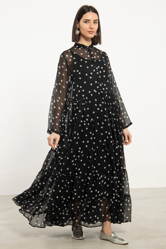 Louna Silk Chiffon Polka Dot Dress