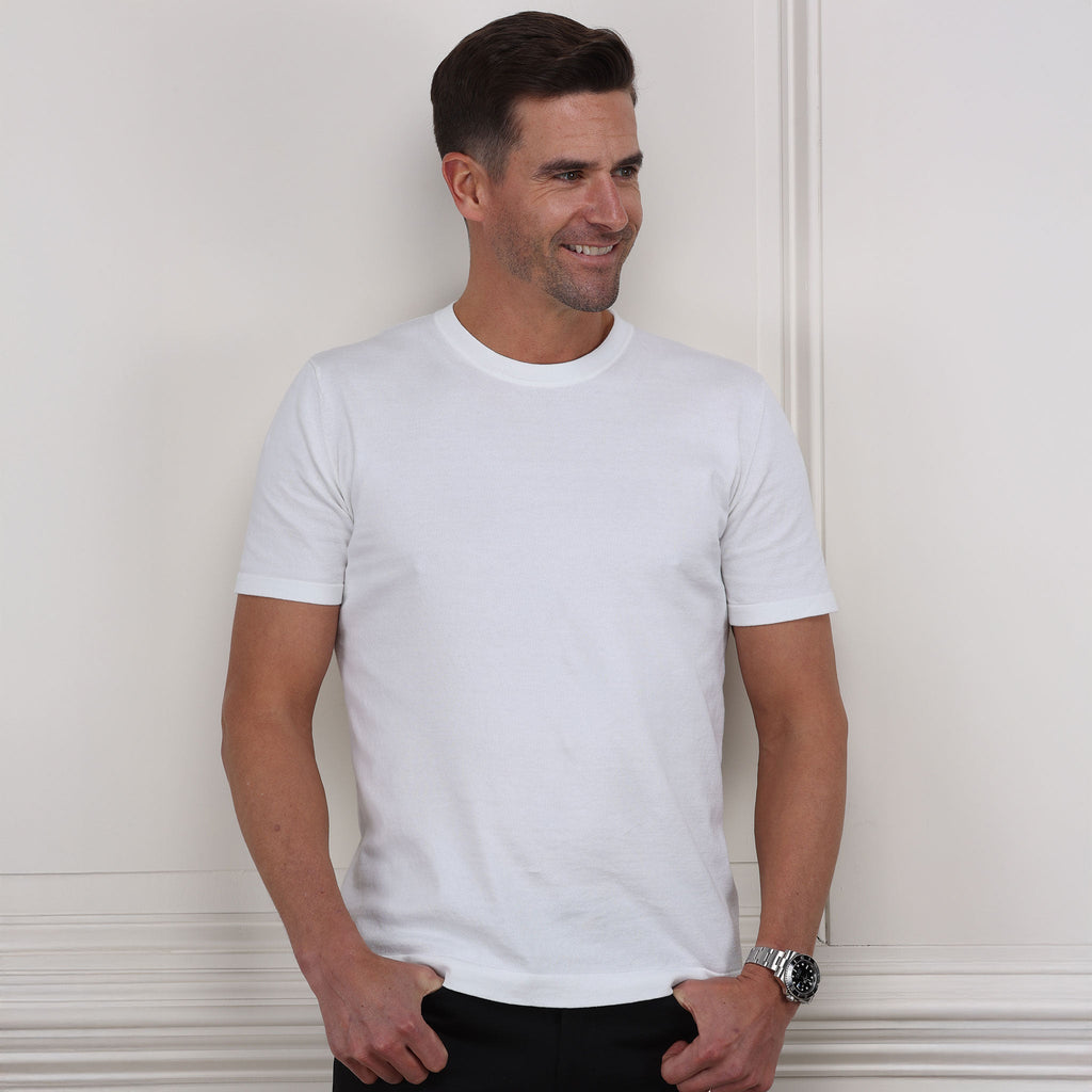 Lucca Luxury Touch Cotton and Silk T-Shirt White