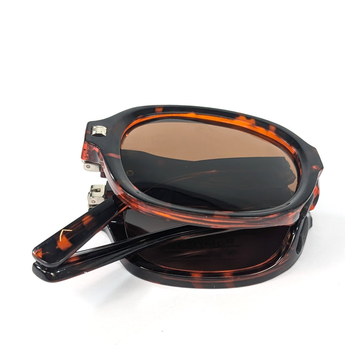 Lume - Oval Foldable Sunglasses (with Case & Cleaner) - Tortoise Shell