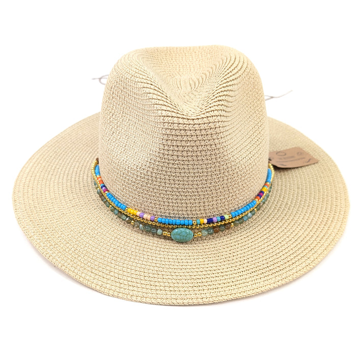 Maeve - 3 Strand Hat Accessory - Gold/Turquoise