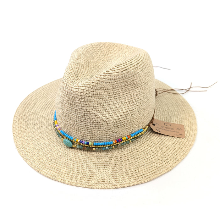 Maeve - 3 Strand Hat Accessory - Gold/Turquoise