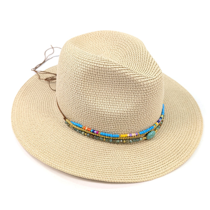 Maeve - 3 Strand Hat Accessory - Gold/Turquoise
