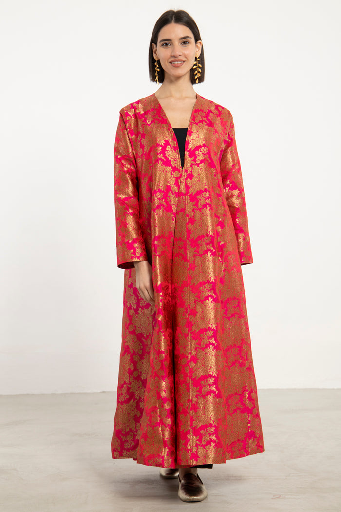 Malaki Silk Fuchsia Coat