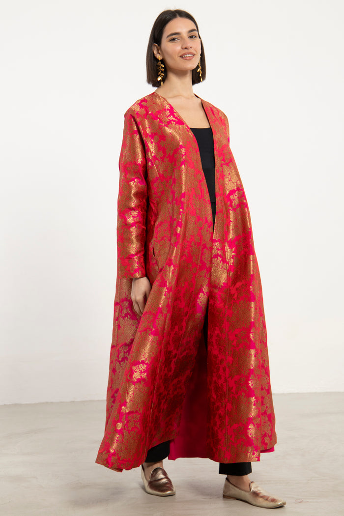 Malaki Silk Fuchsia Coat